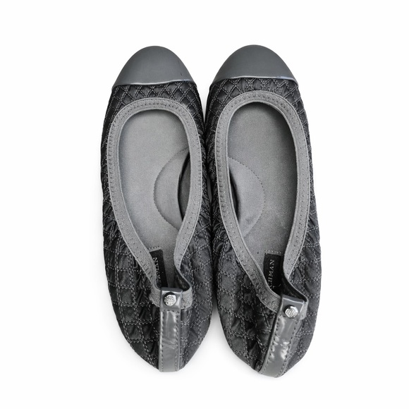 Dana Buchman Gray Quilted Ballet Flats Size 10 Women’s Cap Toe Slip On Shoes - Picture 2 of 5